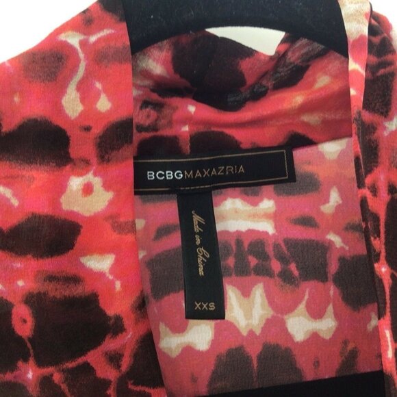 BCBGMaxazria Women's Sz XXS Red/Blue Persian 100% Silk Sleeveless Wrap Blouse - Picture 5 of 7